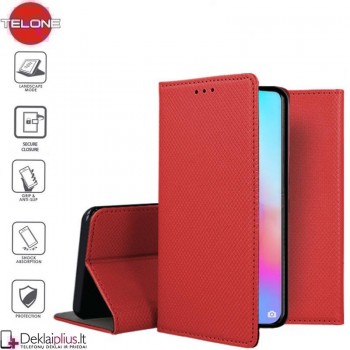 Telone smart magnet serijos atverčiamas dėklas - raudonas (telefonams Huawei Honor 9X Lite)